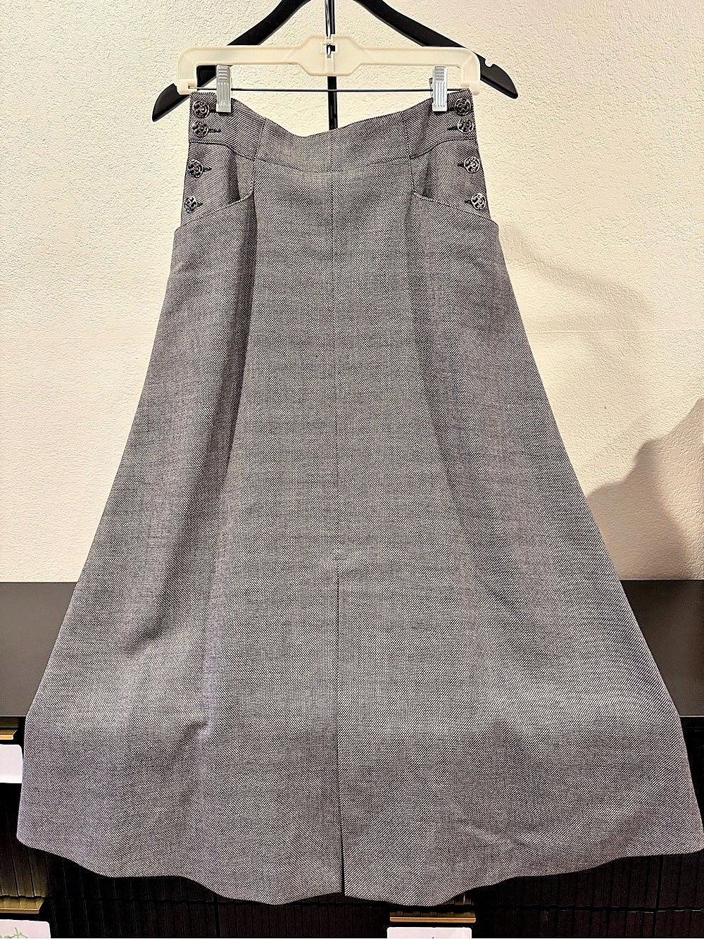 Trussardi Action Vintage Italian Wool Micro-Pattern Midi Skirt Size 42 / US 6